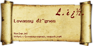 Lovassy Ágnes névjegykártya